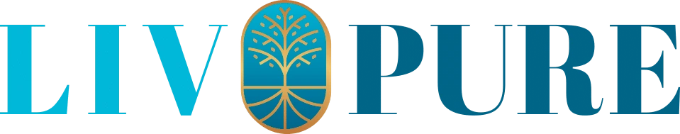 The Liv Pure wordmark with a tree and liver roundel